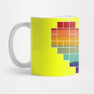 Rainbow polka-dot heart pixel shape.  Editable Mug